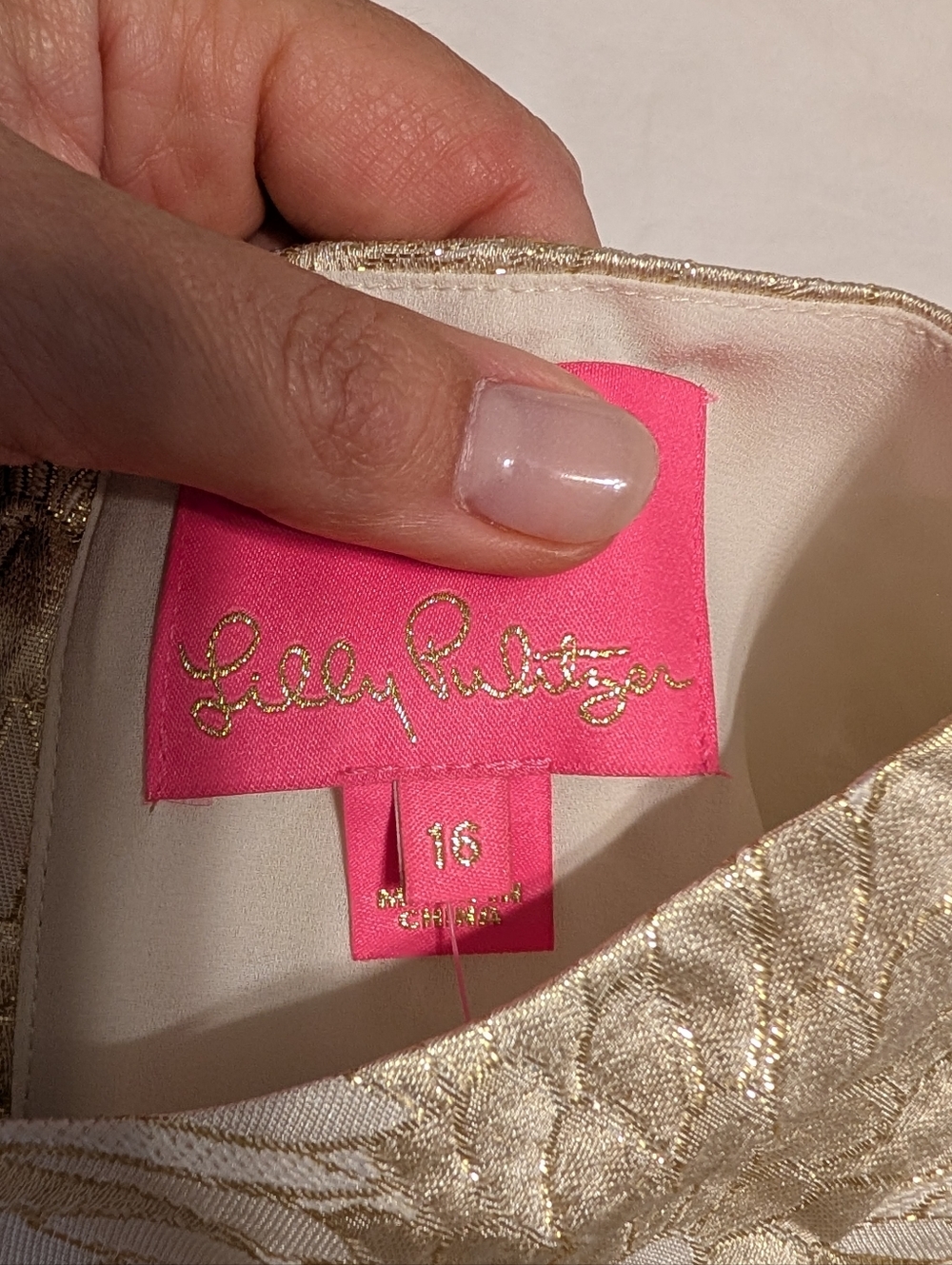Lilly Pulitzer Gold Brocade Alani Dress Size 16 - Picture 6 of 13